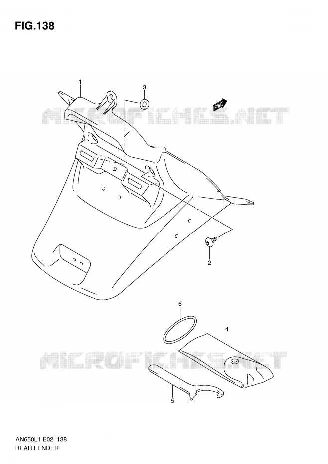 ACHTERSPATBORD Suzuki SCOOTER 650 BURGMAN 2011  AN650AL1(E2)