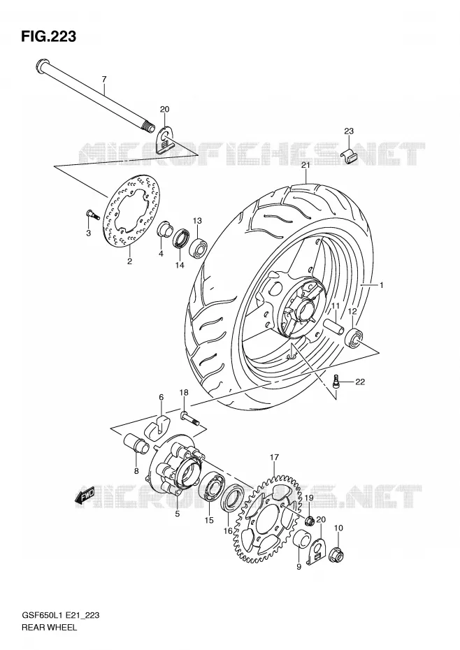 ACHTERWIEL (GSF650L1 E21) Suzuki MOTO 650 BANDIT 2011  GSF650UL1(E21)