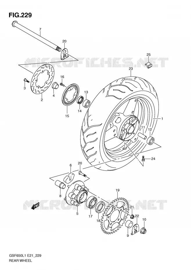 ACHTERWIEL (GSF650SAL1 E21) Suzuki MOTO 650 BANDIT 2011  GSF650SUL1(E21)