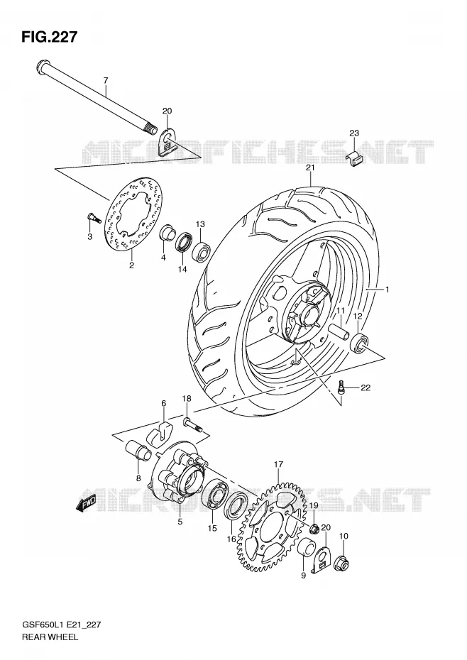 ACHTERWIEL (GSF650SL1 E21) Suzuki MOTO 650 BANDIT 2011  GSF650SAL1(E21)