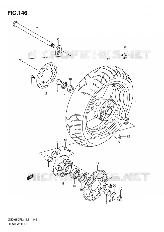 ACHTERWIEL (GSX650FL1 E21) Suzuki MOTO 650 GSX-F 2011  GSX650FUAL1(E21)