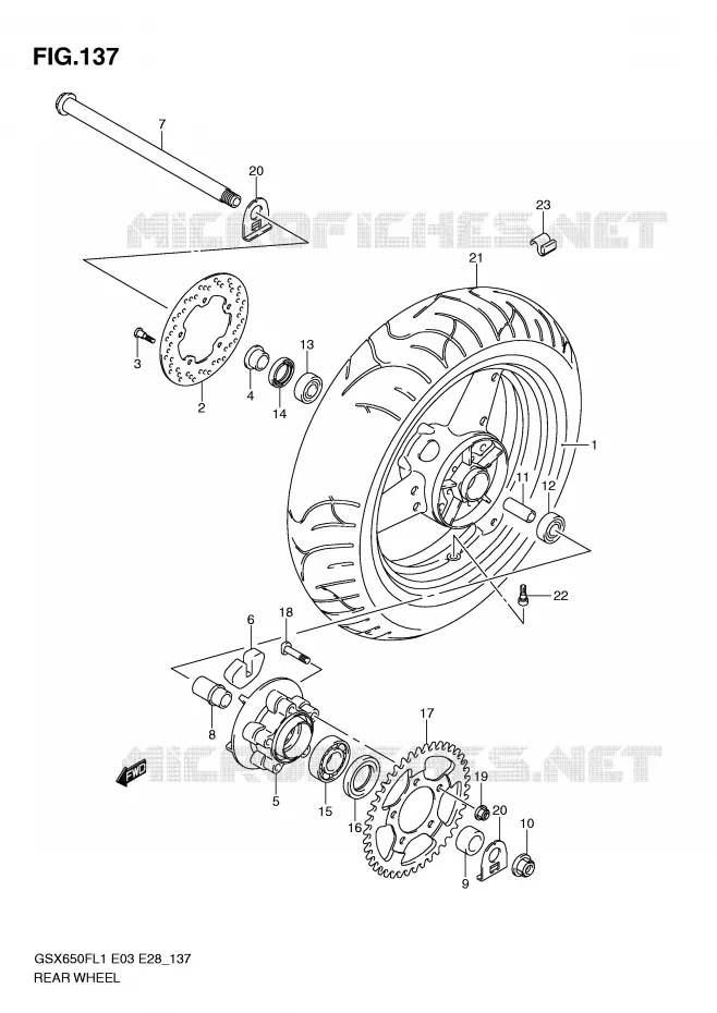 ACHTERWIEL (GSX650FL1 E33) Suzuki MOTO 650 GSX-F 2011  GSX650FAL1(E3/E28)