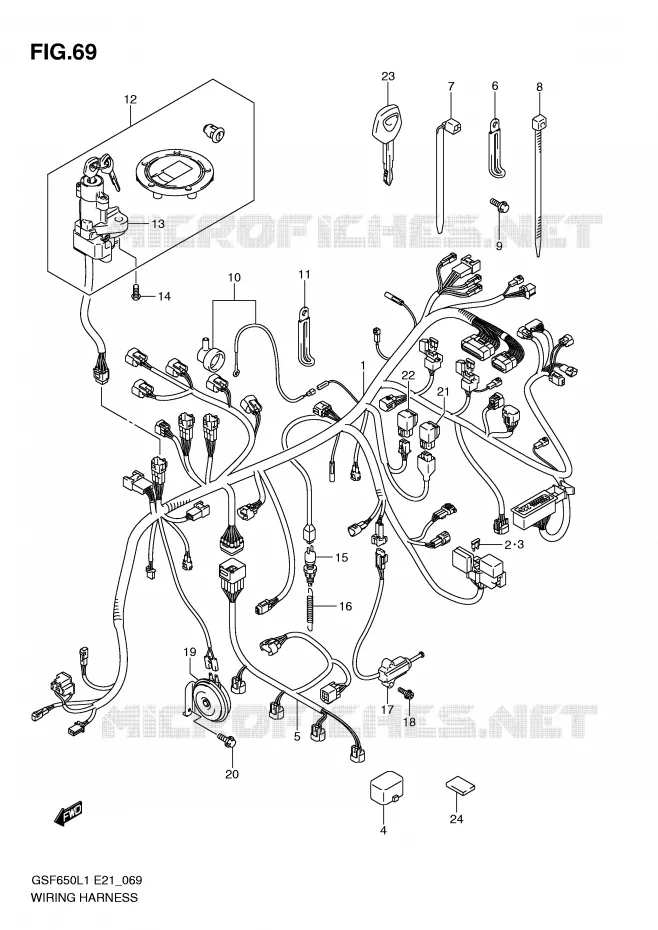 BEDRADING (GSF650AL1 E21) Suzuki MOTO 650 BANDIT 2011  GSF650SL1(E21)