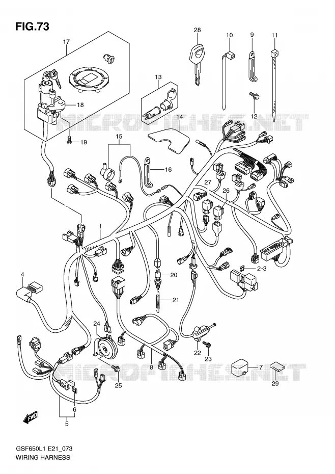 BEDRADING (GSF650SAL1 E21) Suzuki MOTO 650 BANDIT 2011  GSF650UL1(E21)