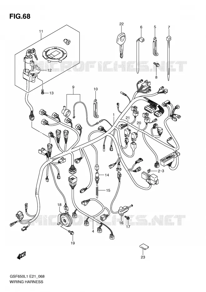 BEDRADING (GSF650UL1 E21) Suzuki MOTO 650 BANDIT 2011  GSF650SUAL1(E21)