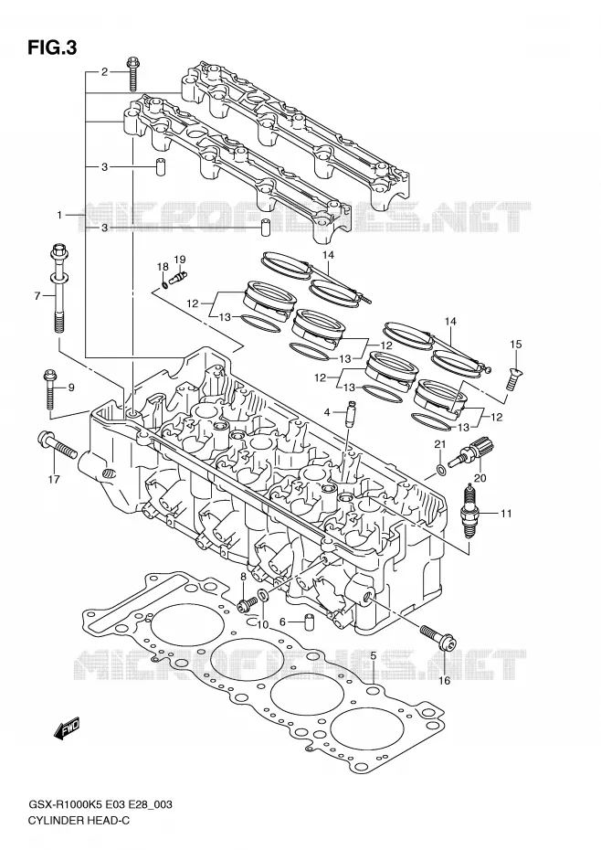CILINDERKOP Suzuki MOTO 1000 GSX-R 2005  GSX-R1000K5 (E3)