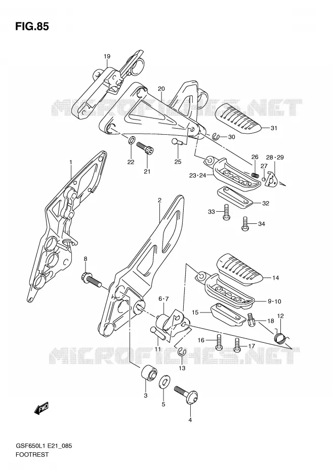 FOOTREST Suzuki MOTO 650 BANDIT 2011  GSF650SL1(E21)