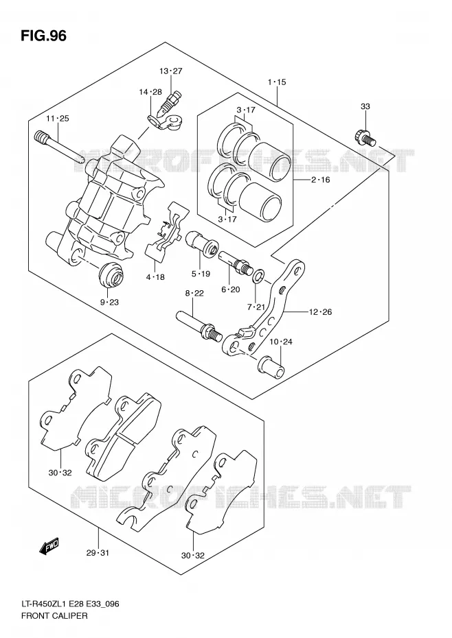 FRONT CALIPER Suzuki QUAD 450 QUADRACER 2011  LT-R450L1(E28/E33)