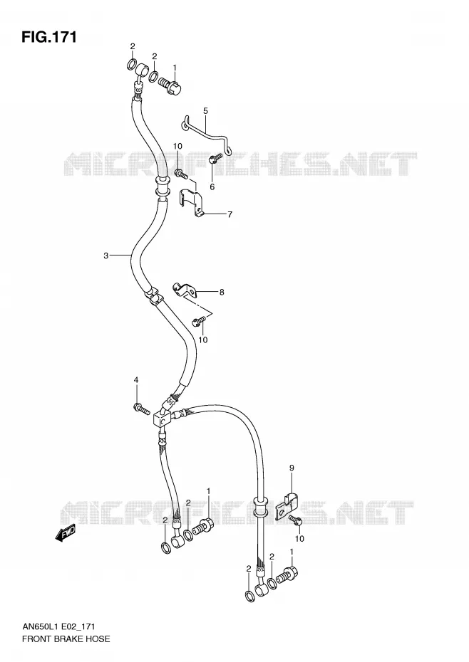 FRONT REMSLANG (AN650L1 E19) Suzuki SCOOTER 650 BURGMAN 2011  AN650L1(E2)