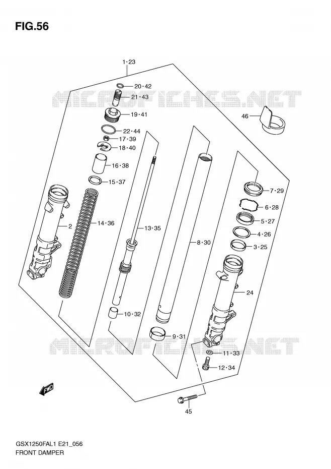 FRONT SCHOKDEMPER Suzuki MOTO 1250 GSX-F 2011  GSX1250FAL1(E21)