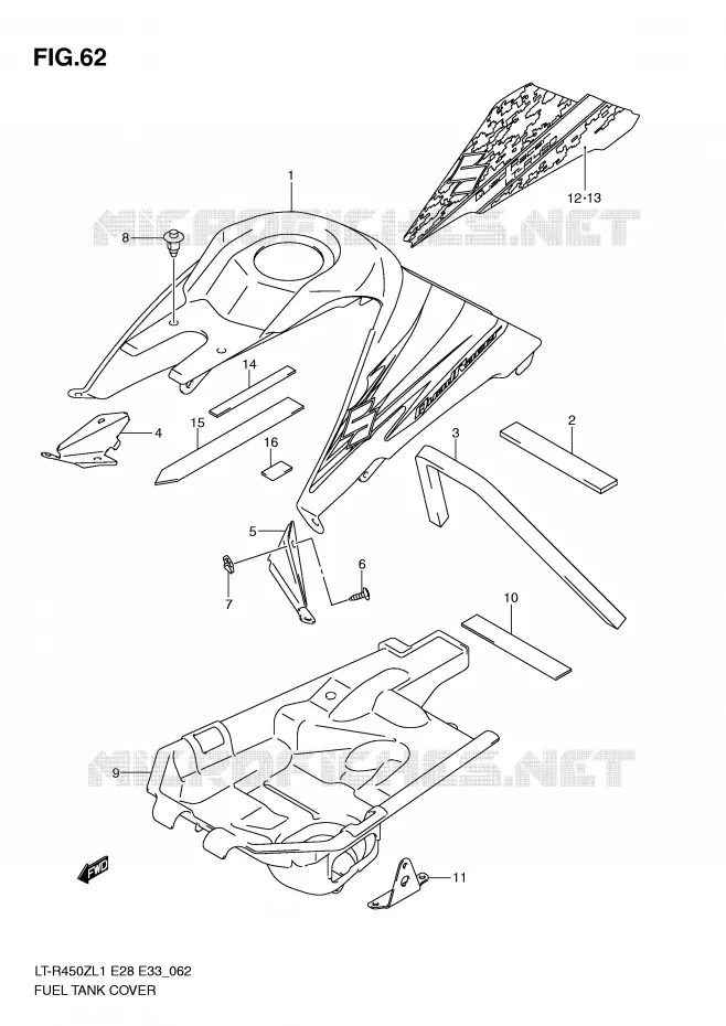 FUEL TANK COVER (LT-R450ZL1 E33) Suzuki QUAD 450 QUADRACER 2011  LT-R450L1(E28/E33)