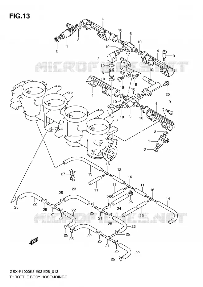 GASKLEPHUIS SLANG / JOINT Suzuki MOTO 1000 GSX-R 2006  GSX-R1000 K6 (E03)