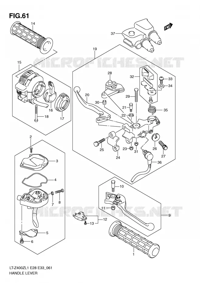 HANDGRIPS - LEVERS Suzuki QUAD 400 QUADSPORT 2011  LT-Z400L1(E28/E33)