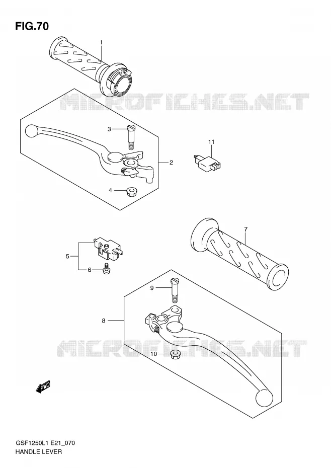 HEFBOMEN - HANDGRIPS (GSF1250AL1 E24) Suzuki MOTO 1250 BANDIT 2011  GSF1250AL1(E21)