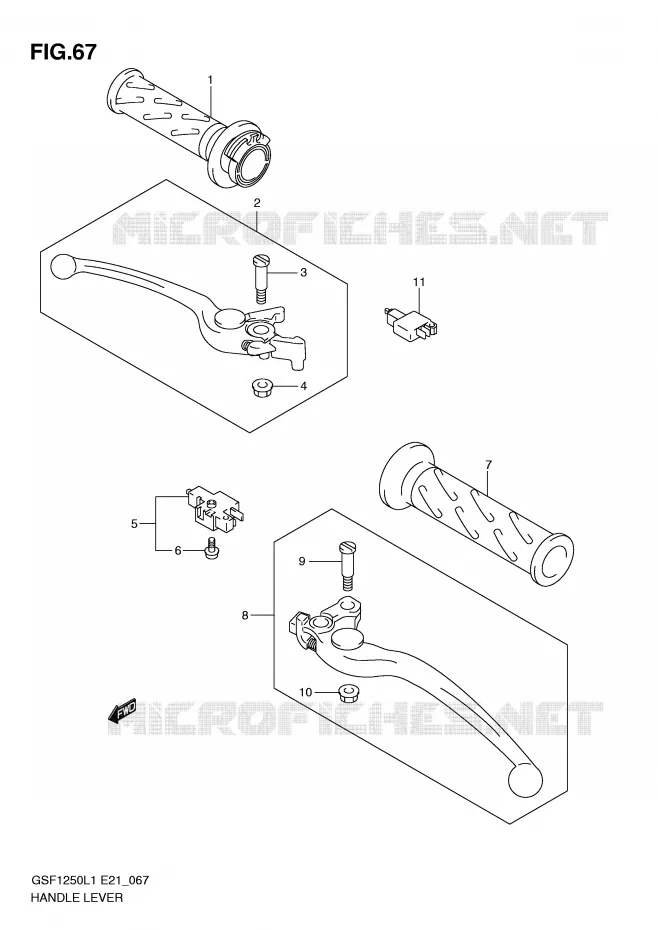 HEFBOMEN - HANDGRIPS (GSF1250L1 E21) Suzuki MOTO 1250 BANDIT 2011  GSF1250AL1(E21)