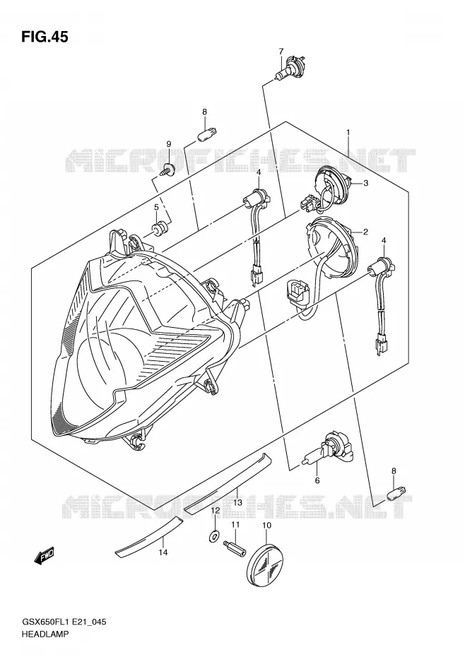 KOPLAMP (GSX650FL1 E24) Suzuki MOTO 650 GSX-F 2011  GSX650FAL1(E21)