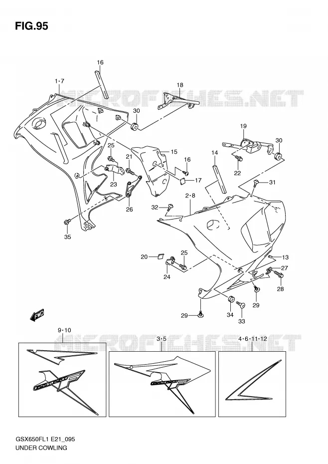 ONDER COWLING (GSX650FAL1 E21) Suzuki MOTO 650 GSX-F 2011  GSX650FAL1(E21)