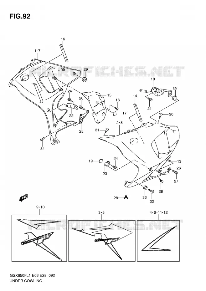ONDER COWLING (GSX650FAL1 E33) Suzuki MOTO 650 GSX-F 2011  GSX650FAL1(E3/E28)