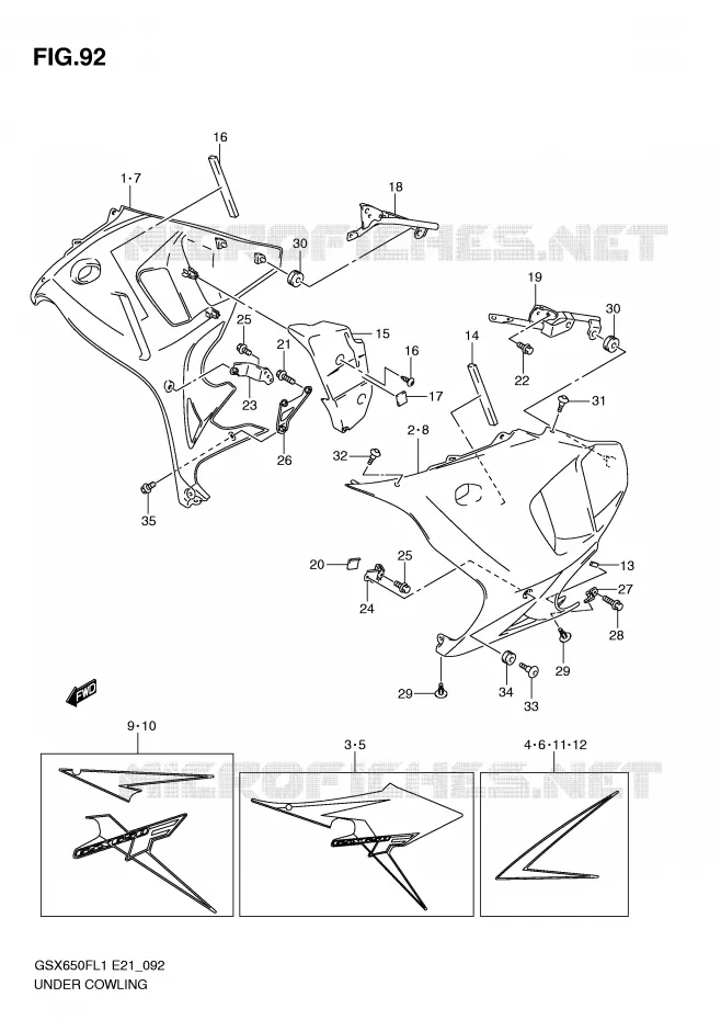 ONDER COWLING (GSX650FL1 E24) Suzuki MOTO 650 GSX-F 2011  GSX650FAL1(E21)