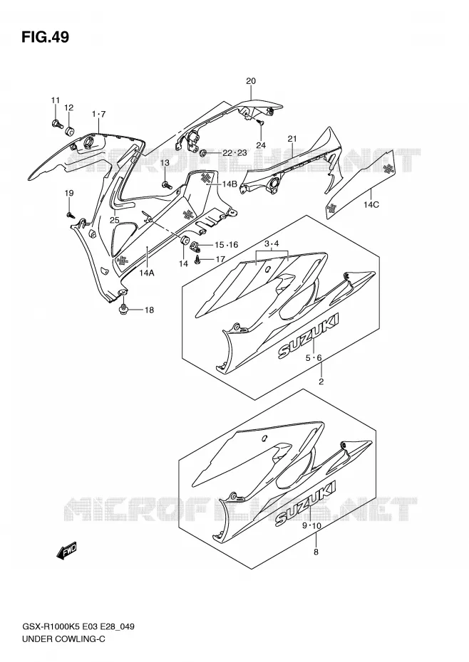 ONDER COWLING (MODELE K5) Suzuki MOTO 1000 GSX-R 2006  GSX-R1000 K6(E33)