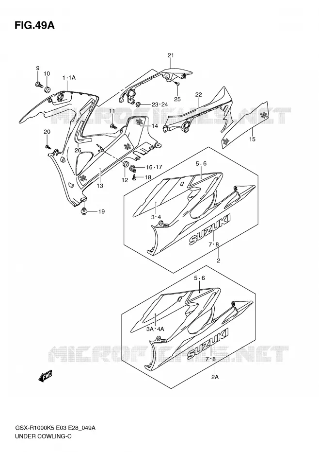 ONDER COWLING (MODELE K6) Suzuki MOTO 1000 GSX-R 2006  GSX-R1000 K6(E33)