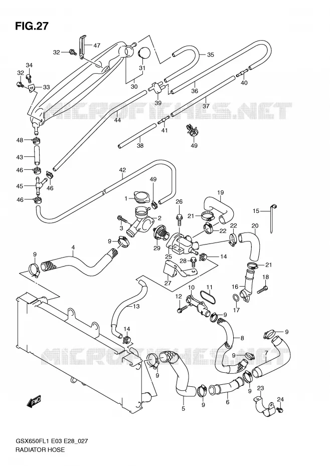RADIATOR SLANG Suzuki MOTO 650 GSX-F 2011  GSX650FL1(E3/E28)