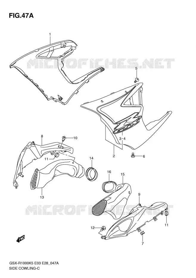 SIDE KUIP (MODELE K6) Suzuki MOTO 1000 GSX-R 2006  GSX-R1000 K6 (E03)