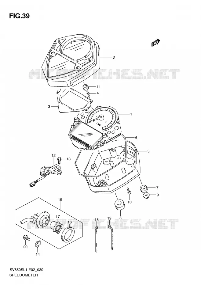 SNELHEIDSMETER (SV650SL1 E24) Suzuki MOTO 650 SV 2011  SV650SAL1(E2)