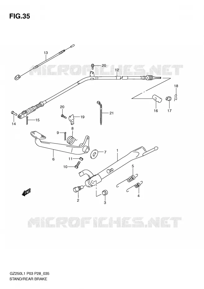 STAND - ACHTER REMPEDAAL Suzuki MOTO 250 MARAUDER 2011  GZ250L1(P3)