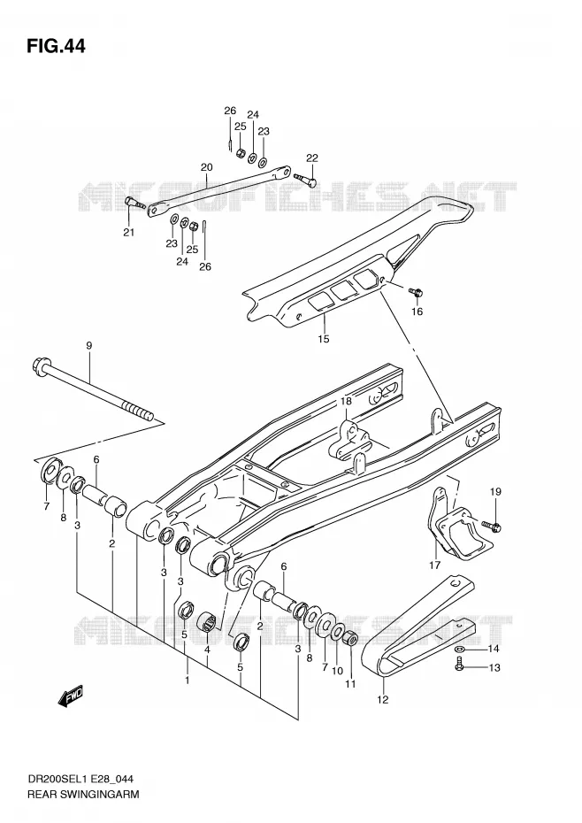 SWINGARM Suzuki MOTO 200 DR 2011  DR200SEL1(E28)
