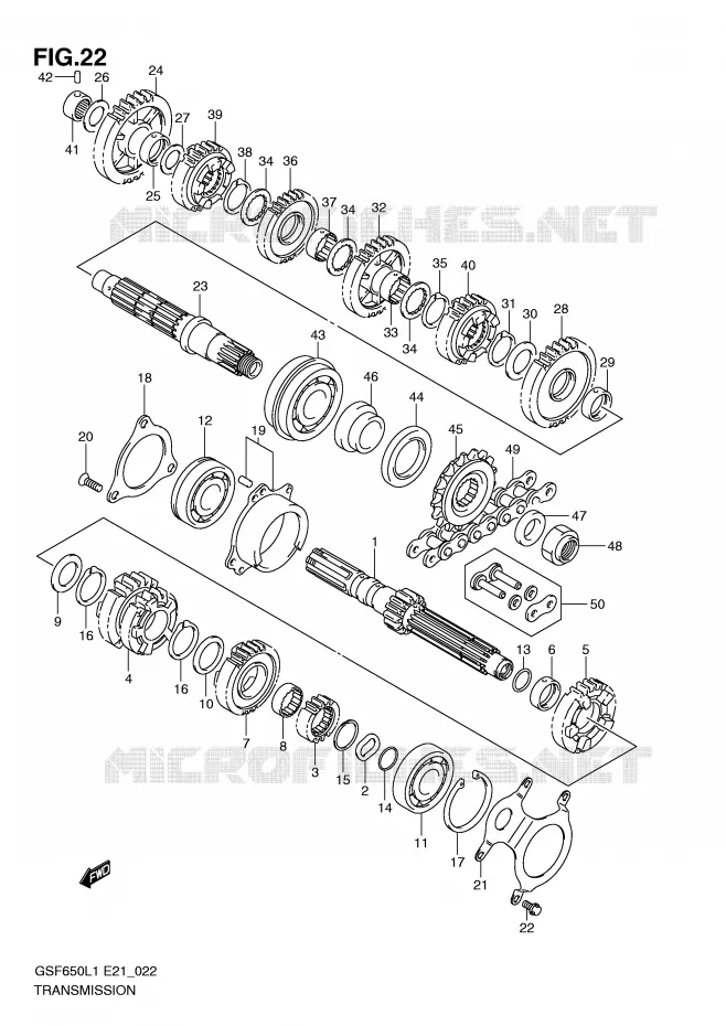 TRANSMISSION Suzuki MOTO 650 BANDIT 2011  GSF650SUL1(E21)