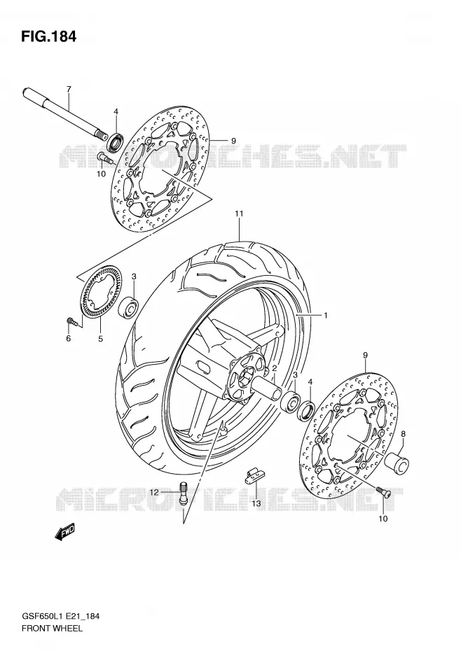 VOORWIEL (GSF650SUAL1 E21) Suzuki MOTO 650 BANDIT 2011  GSF650SL1(E21)