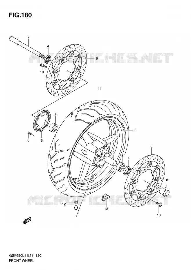 VOORWIEL (GSF650UAL1 E21) Suzuki MOTO 650 BANDIT 2011  GSF650SUL1(E21)