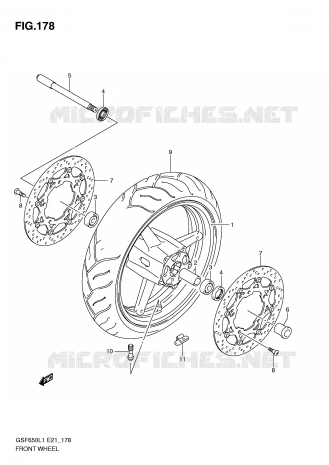 VOORWIEL (GSF650UL1 E21) Suzuki MOTO 650 BANDIT 2011  GSF650SUL1(E21)