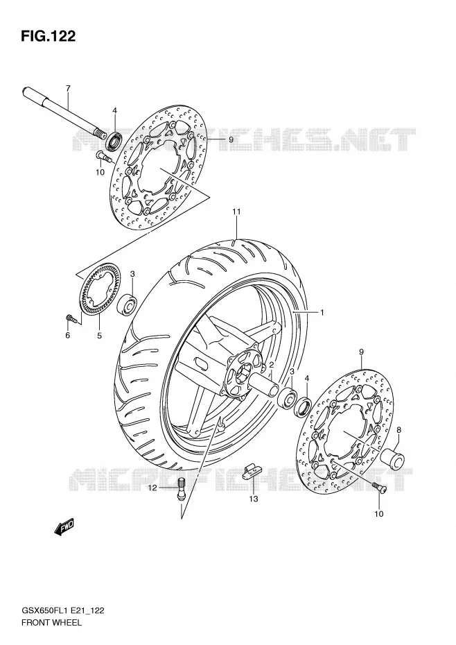 VOORWIEL (GSX650FUAL1 E21) Suzuki MOTO 650 GSX-F 2011  GSX650FUL1(E21)