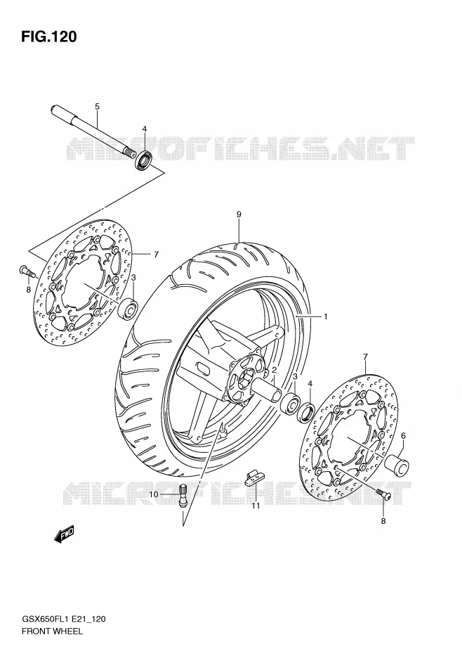 VOORWIEL (GSX650FUL1 E24) Suzuki MOTO 650 GSX-F 2011  GSX650FL1(E21)