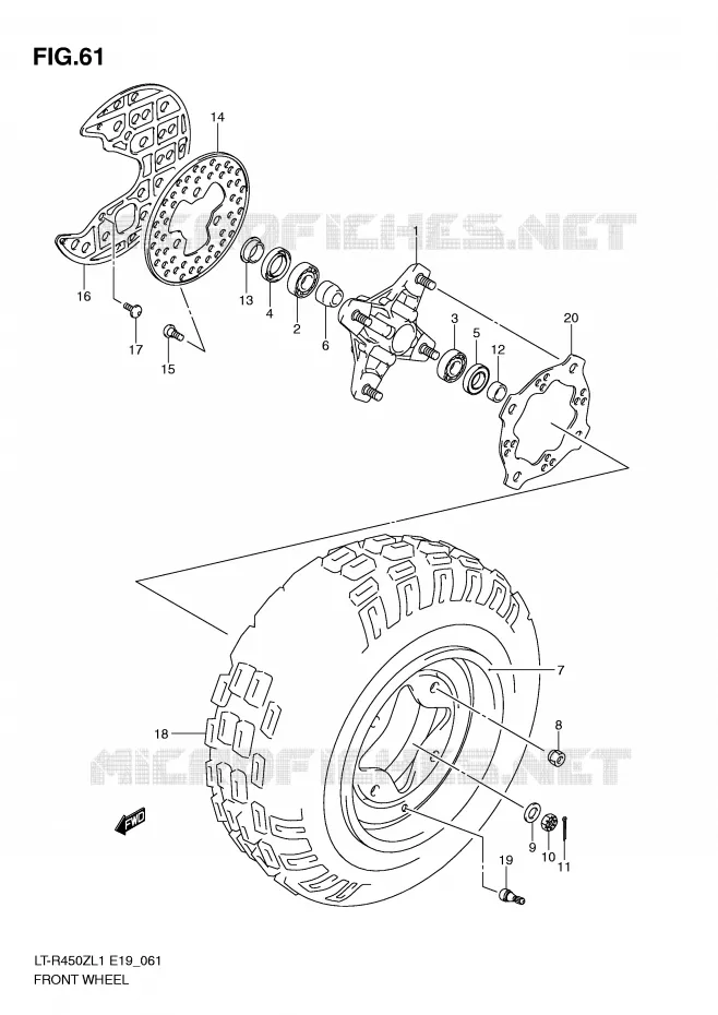 VOORWIEL (LT-R450ZL1 E19) Suzuki QUAD 450 QUADRACER 2011  LT-R450L1(E19)