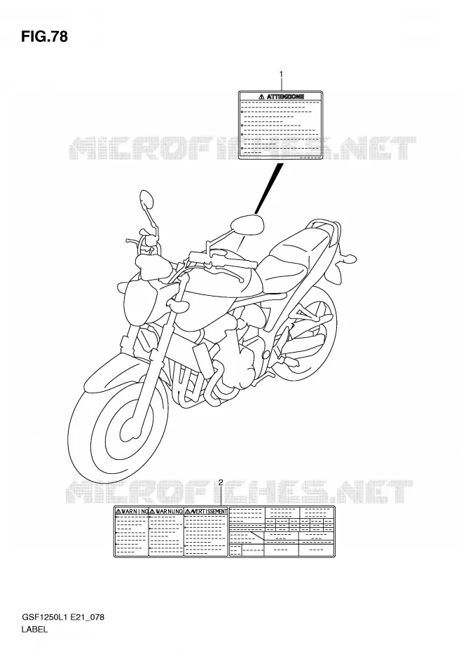 ETIKET (GSF1250AL1 E24) Suzuki MOTO 1250 BANDIT 2011  GSF1250L1(E21)