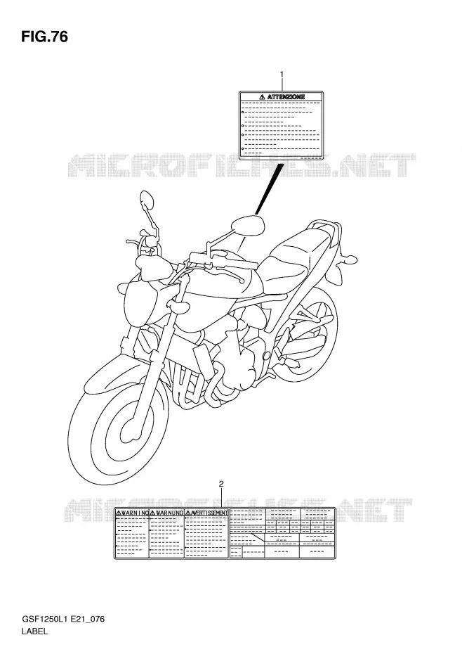 ETIKET (GSF1250L1 E24) Suzuki MOTO 1250 BANDIT 2011  GSF1250AL1(E21)