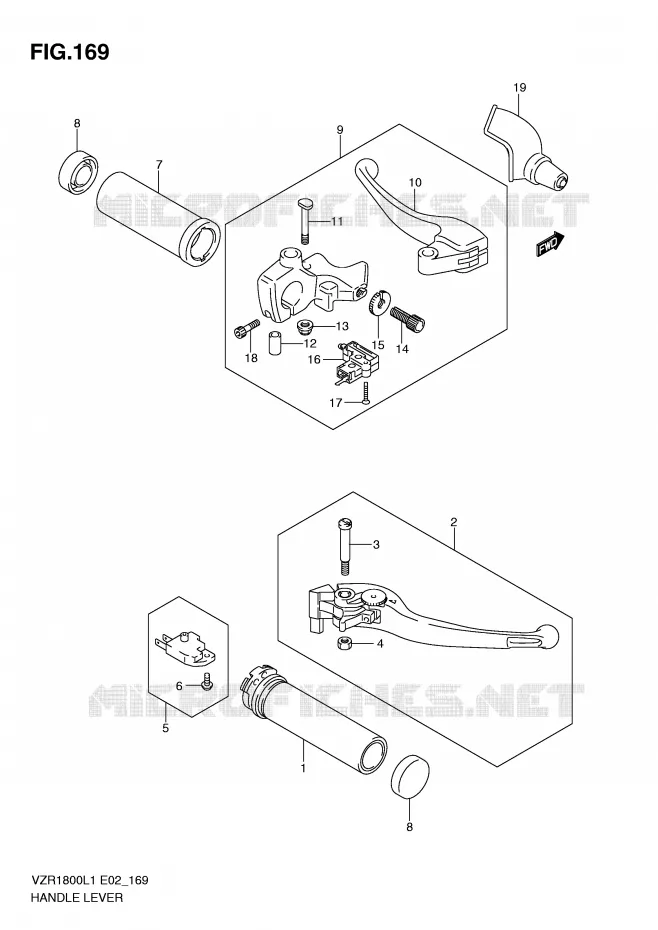 HEFBOMEN - HANDGRIPS (VZR1800ZL1 E24) Suzuki MOTO 1800 INTRUDER 2011  VZR1800ZL1(E2)