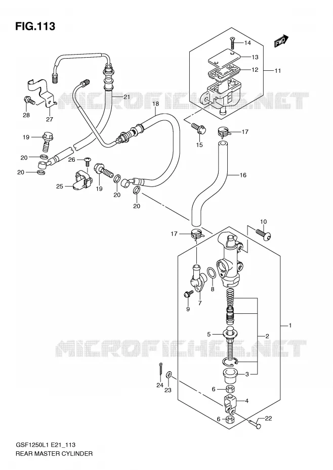 ACHTER hoofdremcilinder (GSF1250AL1 E21) Suzuki MOTO 1250 BANDIT 2011  GSF1250AL1(E21)