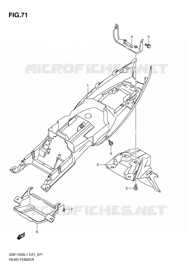 ACHTERSPATBORD (GSF1250L1 E21) Suzuki MOTO 1250 BANDIT 2011  GSF1250AL1(E21)