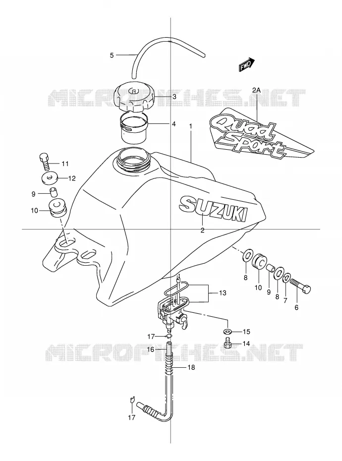 BENZINETANK (MODELE T/V/W/X/Y) Suzuki QUAD 80 QUADSPORT 2000  LT80Y(P1)