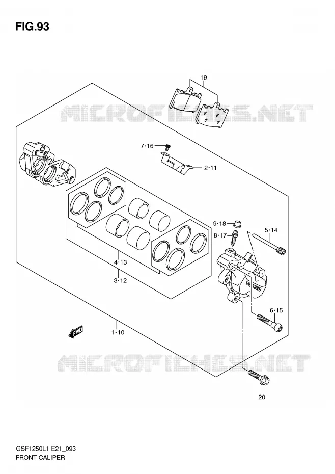FRONT CALIPER (GSF1250AL1 E21) Suzuki MOTO 1250 BANDIT 2012  GSF1250L1(E21)