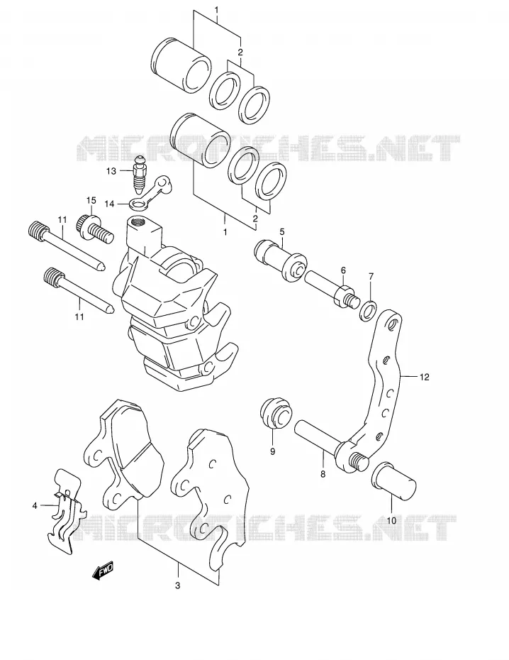 FRONT CALIPER (MODELE W/X) Suzuki QUAD 500 QUADMASTER 2000  LT-F500FY(E24)