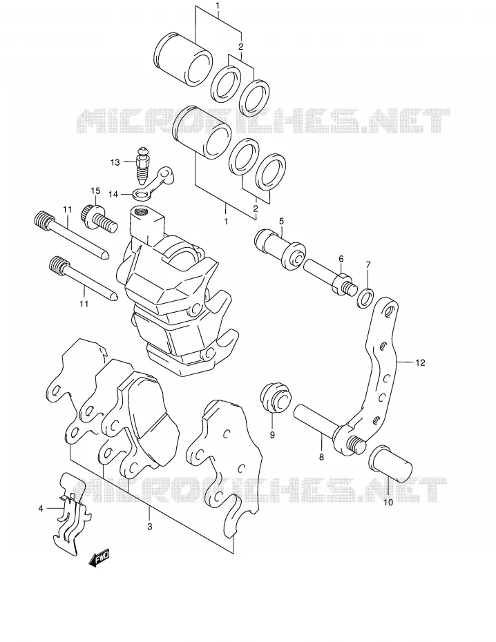 FRONT CALIPER (MODELE Y/K1/K2) Suzuki QUAD 500 QUADMASTER 2001  LT-F500FK1(E24)