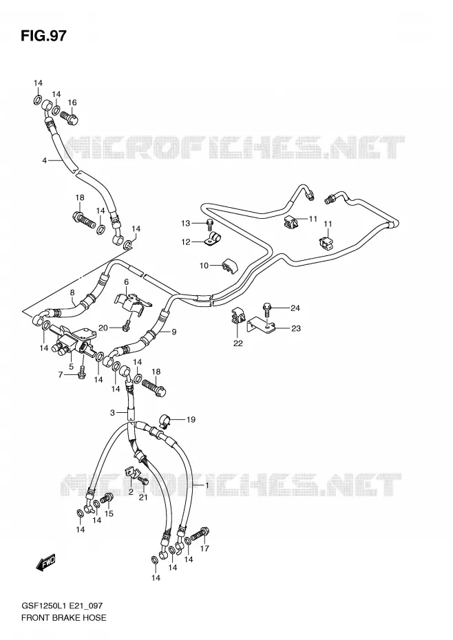FRONT REMSLANG (GSF1250AL1 E21) Suzuki MOTO 1250 BANDIT 2011  GSF1250AL1(E21)