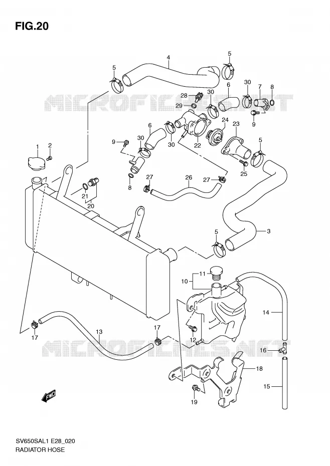 RADIATOR SLANG Suzuki MOTO 650 SV-S 2011  SV650SAL1(E28)