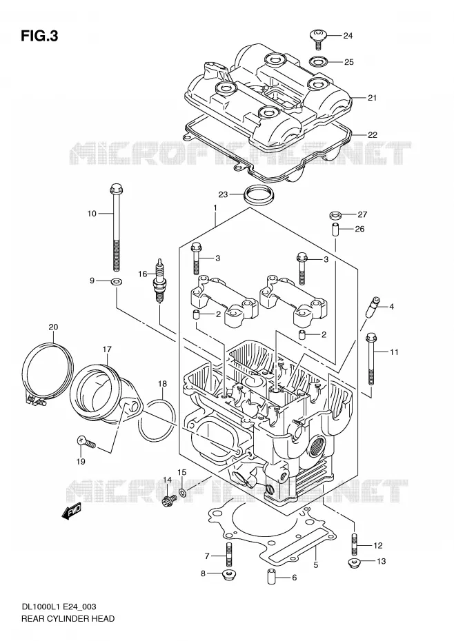 ACHTER CILINDERKOP Suzuki MOTO 1000 V-STROM 2011  DL1000L1(E24)