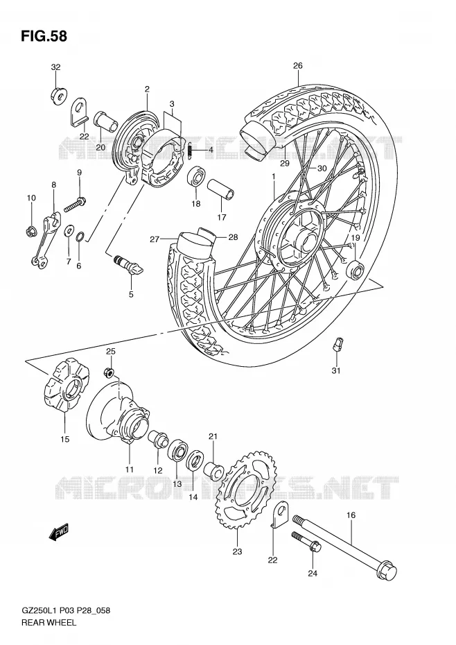 ACHTERWIEL Suzuki MOTO 250 MARAUDER 2011  GZ250L1(P3)